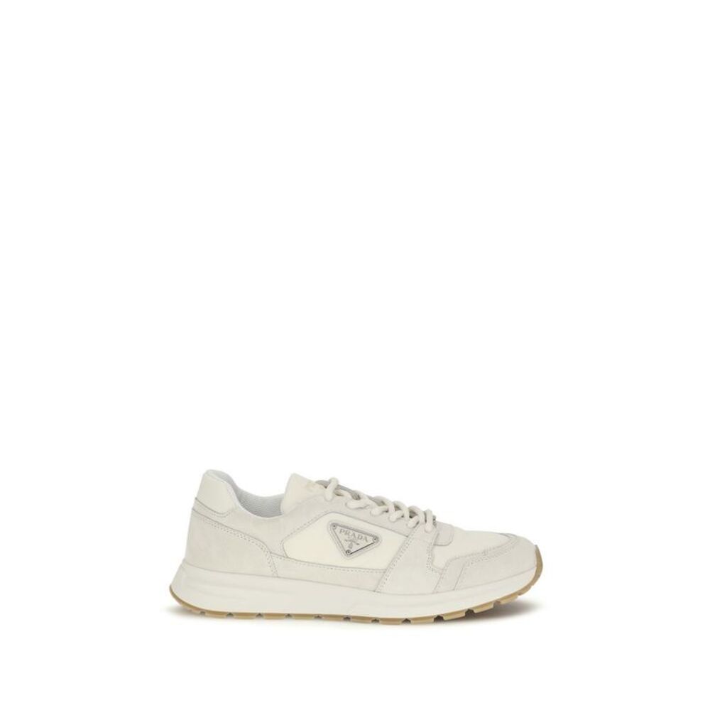 Prada Beige Calf Leather Bos Taurus Athletic Men's Sneakers